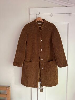 Stefanel Chestnut Brown Teddy Coat with Front Pockets